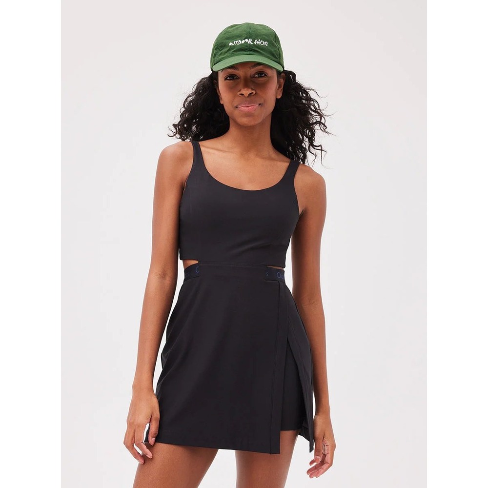 Outdoor Voices Women Black Court Exercise Dress Cutout Back Mini Skort Dress